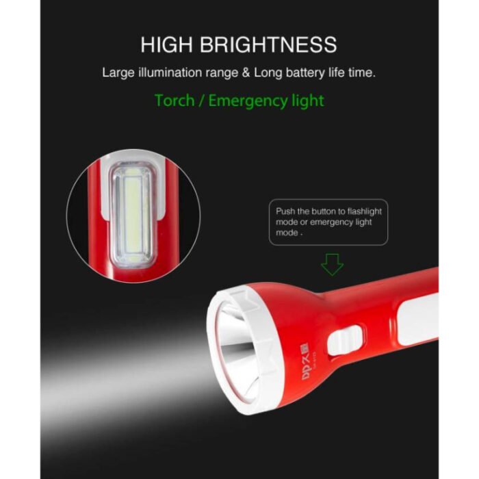 DP 9123 800mAh Rechargeable LED Torch With Built-In Emergency Light - Image 6