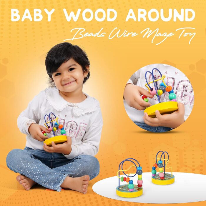 Colorful Peaceful Tree Round Wooden Beads Maze Toy For Early Learning - Image 5
