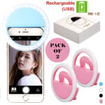 Pack Of 2 Mini Portable USB Rechargeable Selfie Ring Light With 3 Brightness Levels - Image 4