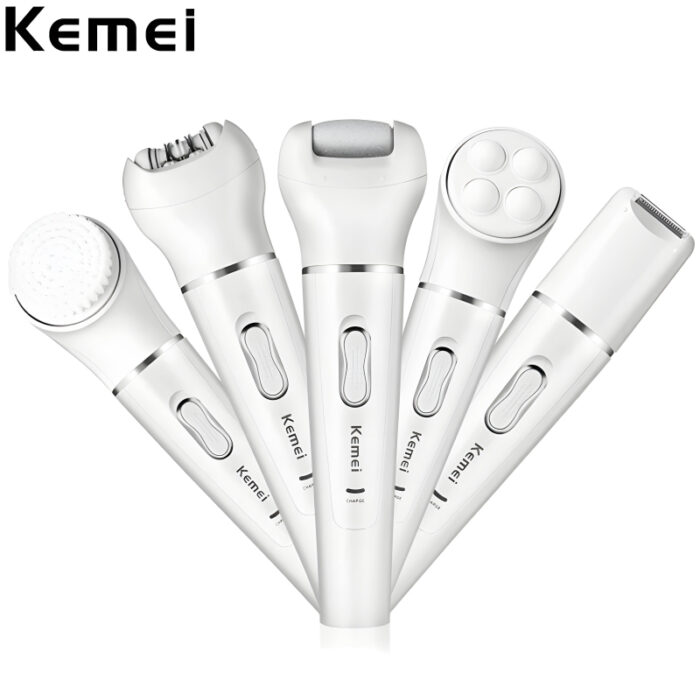 Kemei KM-2199 Multi-Functional Rechargeable Epilator: 5-In-1 Beauty Tools Kit For Women - Image 11