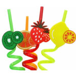 Pack Of 4 PCs Re-Usable Plastic Fruits Acrylic Drinking Straws - Image 3