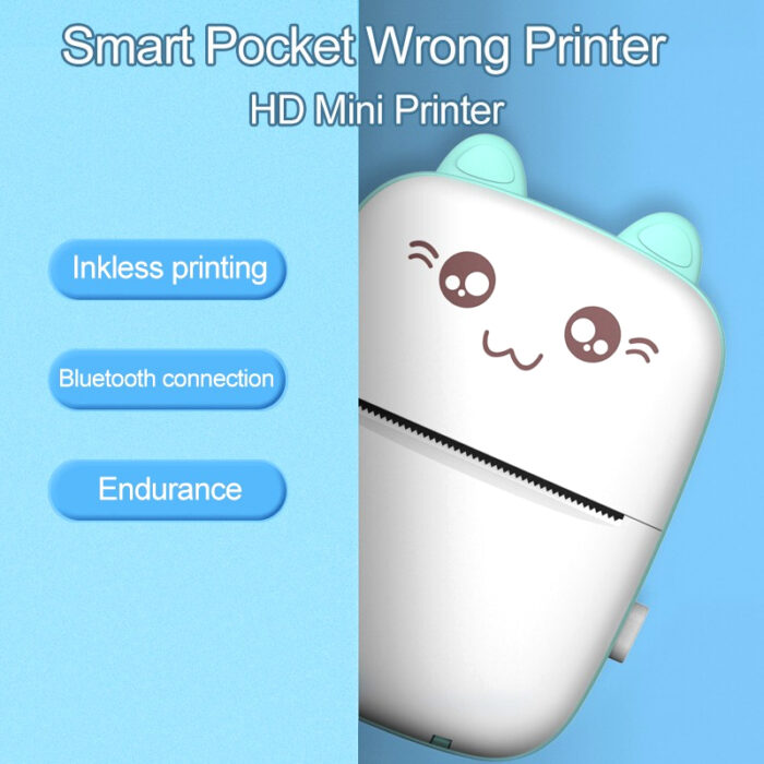 Mini Portable Pocket Size 57mm Wireless Bluetooth Cute Cat Shape Printer - Image 4