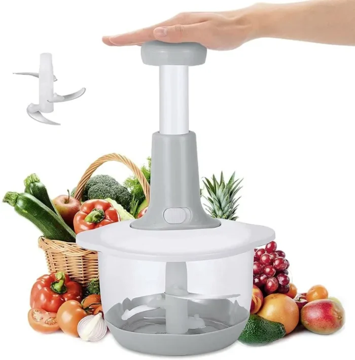 Manual Hand Push Chopper | Multi-functional Vegetable Meat Grinder, Grater, Chopper -2L (Random Color) - Image 1