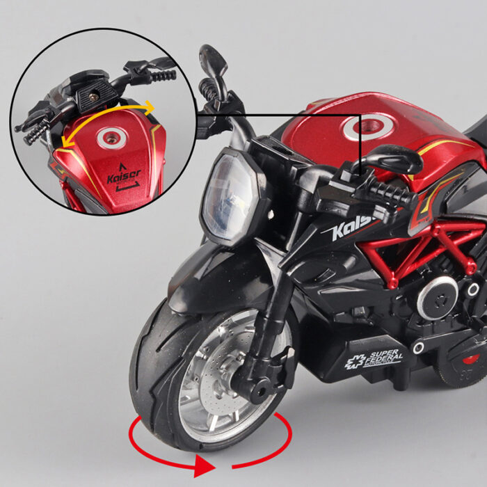 1:12 Alloy Series Classic Racing Pull Back Sports Bike With Flashing Lights And Sounds - Image 3