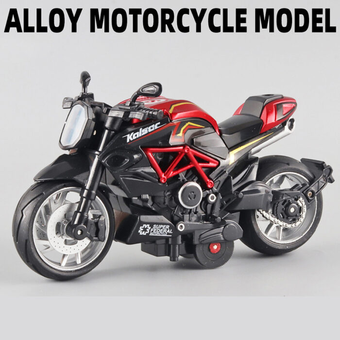 1:12 Alloy Series Classic Racing Pull Back Sports Bike With Flashing Lights And Sounds - Image 5