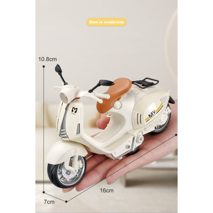 1/10 Alloy Mini Retro Diecast Model Classic Street Motorcycle Toy With Sound And Lights - Image 4