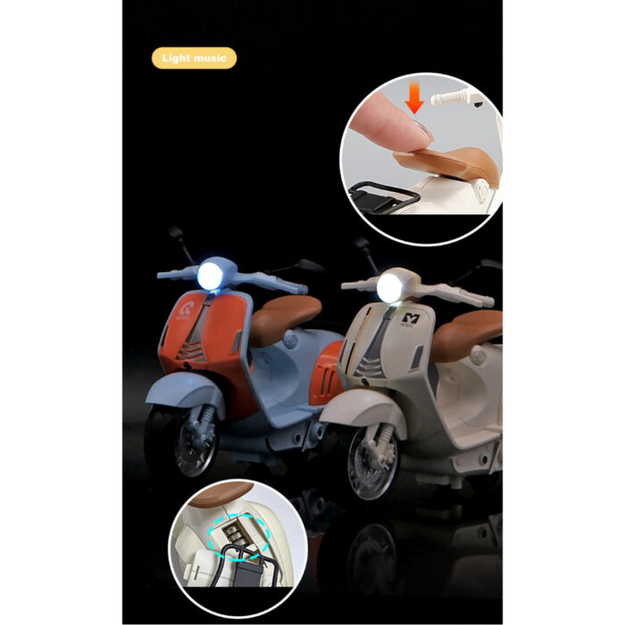 1/10 Alloy Mini Retro Diecast Model Classic Street Motorcycle Toy With Sound And Lights - Image 7
