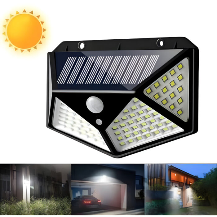 100 LEDs Rechargeable Motion Sensor Solar Interaction Waterproof Wall Lamp - Image 9