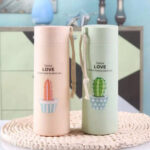 Cactus Love Print Style Glass Water Bottle - 400ml (Random color) - Image 3