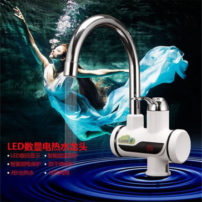 Tankless Electric Hot Water Heater Faucet Kitchen Instant Heating Tap Water With LED - Image 2