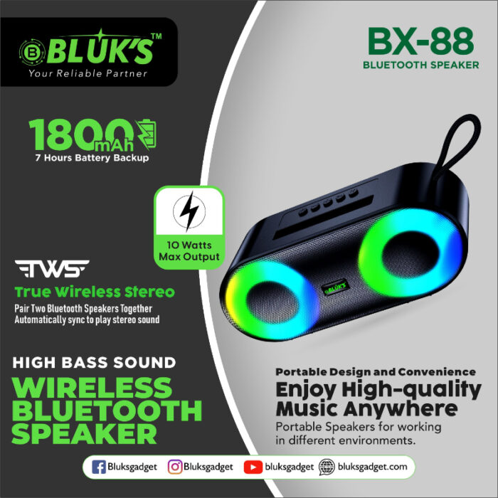 BX88_fce8d834-d85d-44a6-b874-89e8eb39830d.jpg Portable And Lightweight BX88 Wireless Speaker With Powerful Sound & Portability - Image 1