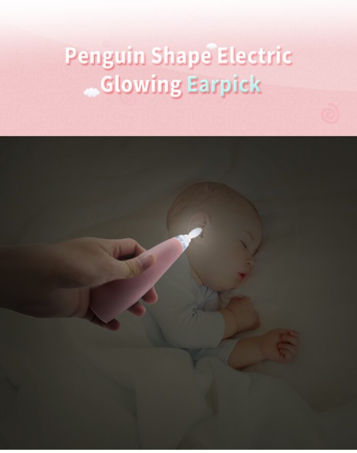 Baby Care Ear Spoon Penguin Shape Light Child Ears Cleaning With Electric Glowing Earwax - Image 1