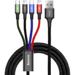 Baseus 4 in 1 Dual iPhone + Type C + Micro USB High Quality Nylon Braided Universal Multi Charging Cable - Image 2