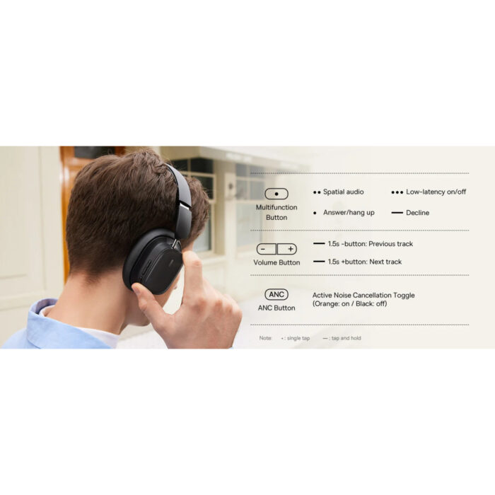 Baseus Bowie H1i Noise-Cancellation Wireless Headphones With ANC, 100 hours battery life And Premium Sound Quality - Image 9