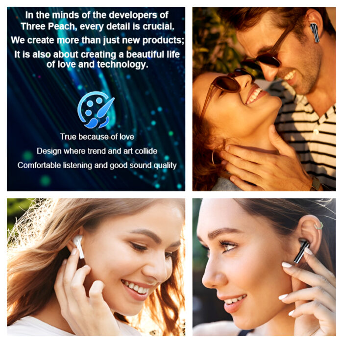 THREE PEACHES TWS Q Five Bluetooth 5.3 Noise-Cancelling, IPX4 Waterproof Elegant Design Earbuds - Image 12