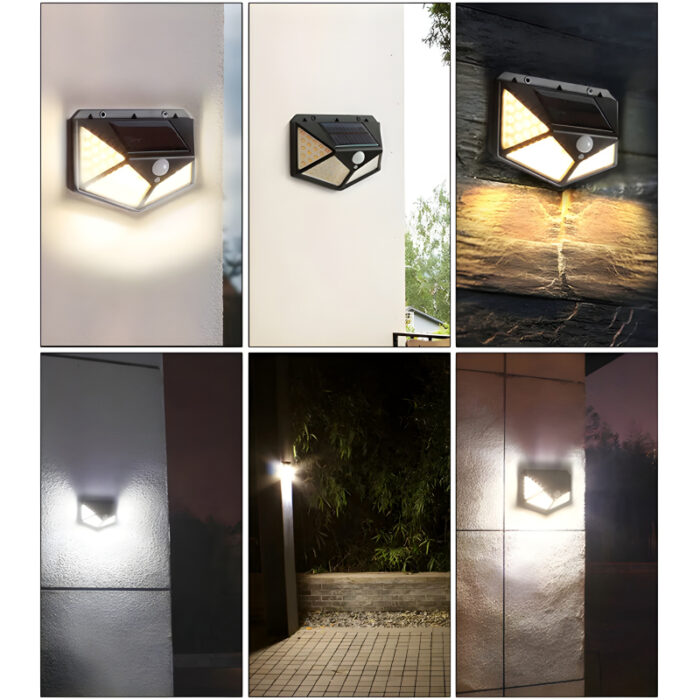 100 LEDs Rechargeable Motion Sensor Solar Interaction Waterproof Wall Lamp - Image 12