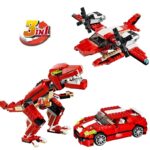 374Pcs Architect Bricks 3 In 1 Dinosaur Car Airplane Building Blocks Set - Image 2