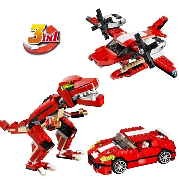 374Pcs Architect Bricks 3 In 1 Dinosaur Car Airplane Building Blocks Set - Image 2