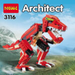 374Pcs Architect Bricks 3 In 1 Dinosaur Car Airplane Building Blocks Set - Image 5