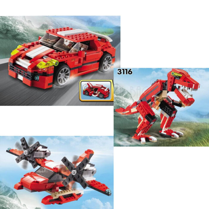 374Pcs Architect Bricks 3 In 1 Dinosaur Car Airplane Building Blocks Set - Image 8