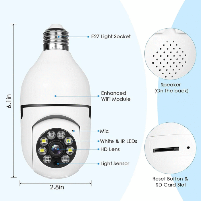 V380 Full HD 1080P Wireless LED PTZ IP Bulb Camera With NIGHT VISION, Wide Angle, Two-way Audio - Image 10