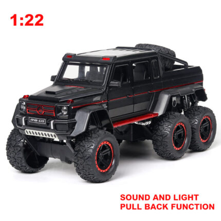 LOZTON 6 Wheel Drive Metal Car Pull Back with Open Doors, Engine Cover, Tail with Front and Rear Light Car