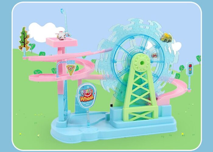 Electric Ferris Wheel Slide Railcar Track Toy With Music Light Assembling Play Interactive Educational Toy - Image 1