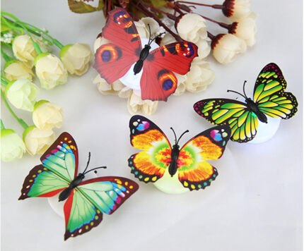 5 Pieces Set Of Colorful Changing Butterflies LED Night Light Lamp Home Glow In The Dark Room