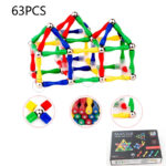 63Pcs Master 3D Stimulating Magnetic Building Construction Sticks And Balls Set