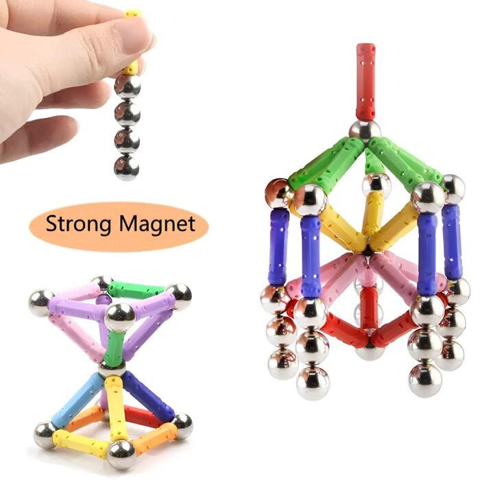 63Pcs Master 3D Stimulating Magnetic Building Construction Sticks And Balls Set - Image 3