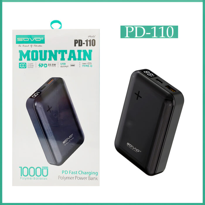 SOVO PD-110 MOUNTAIN 10000mAh Portable Charger Power Bank - Image 1
