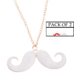 Chic Charm Set Of 2 Mustache Pendants With Golden Chains - Image 3