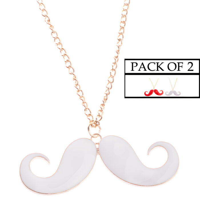 Chic Charm Set Of 2 Mustache Pendants With Golden Chains - Image 3