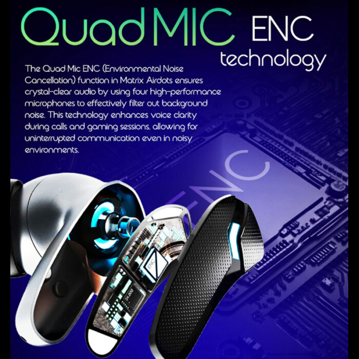 Dany Matrix Airdots 400 - True Wireless Earbuds with Quad Mic ENC, Gaming Mode & 40H Playtime - Image 6