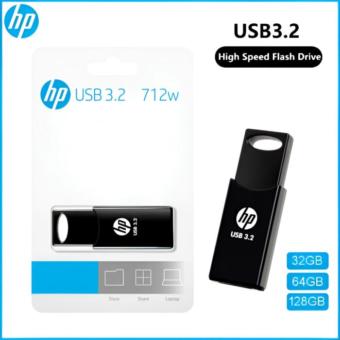 HP 712w Flash Drive – Compact, Capless Design with 32GB, 64GB, or 128GB Capacity - Image 1