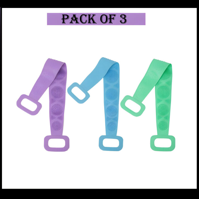 Pack Of 3 Silicone Back Scrubber Soft Loofah Bath Towel And Massage Belt - Image 5