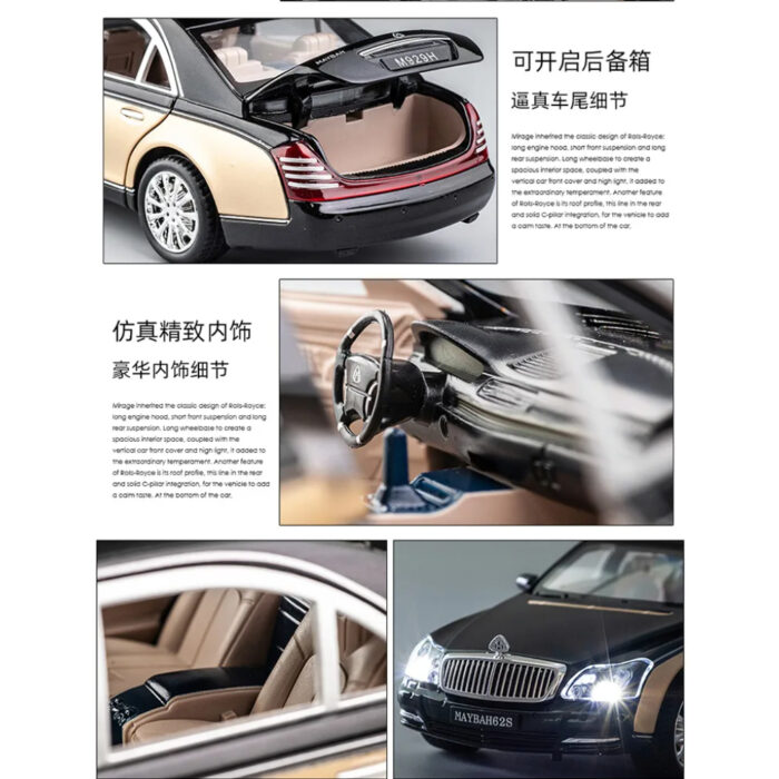 1:24 Maybach 62S Classic Alloy Die-Cast Model Car With Sound And Light - Image 6