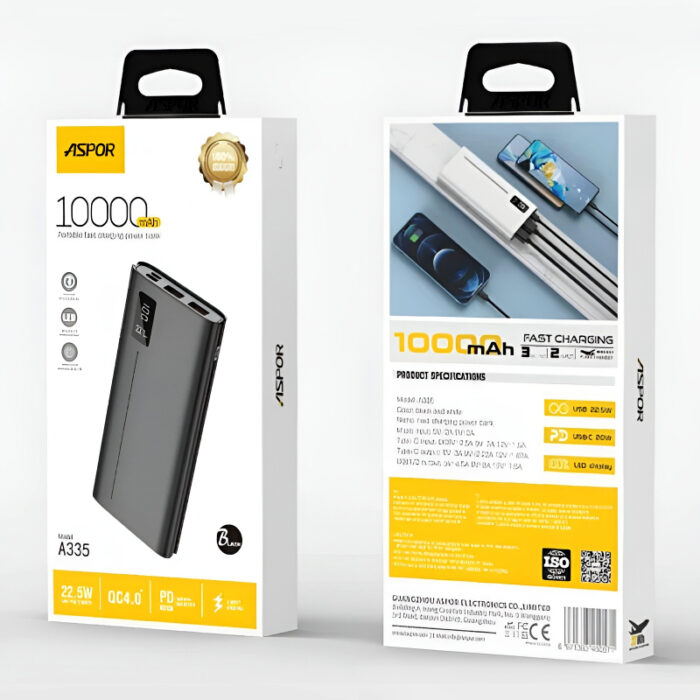 ASPOR A335 10000mAh with 22.5W PD, Super Fast Charging, LED Display Power Bank - Image 4