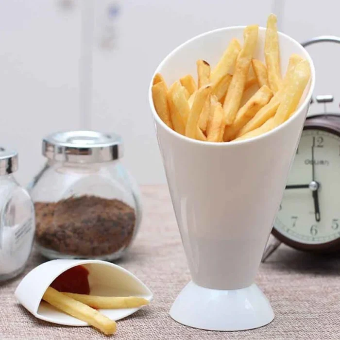 French Fries Cup potato Fries Holder with ketchup Holder for Sauce (Random Color ) - Image 1