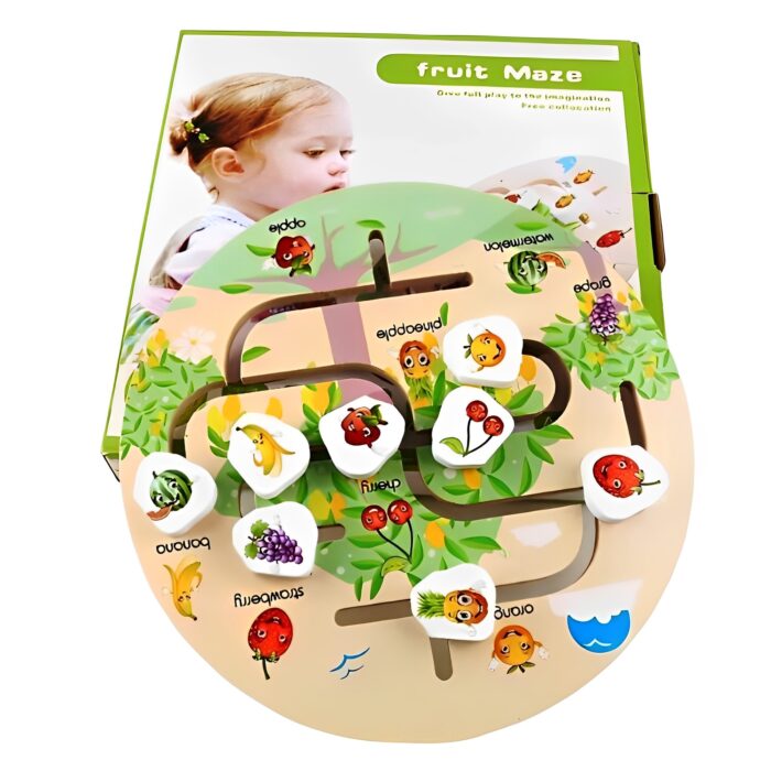 Montessori Fruit Maze & Assemble Wooden Puzzle Set For Toddlers - Image 7