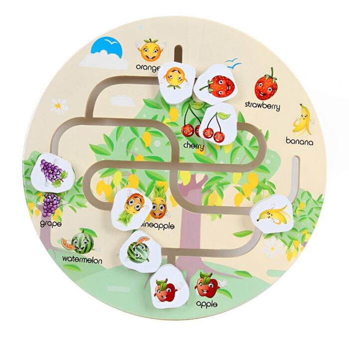 Montessori Fruit Maze & Assemble Wooden Puzzle Set For Toddlers - Image 4