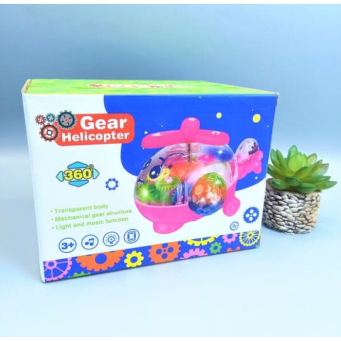 Transparent Gear Helicopter 360 Degree Revolve Action, Flashing Lights With Music Toy For Kids - Image 7