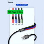 Baseus 4 in 1 Dual iPhone + Type C + Micro USB High Quality Nylon Braided Universal Multi Charging Cable - Image 14