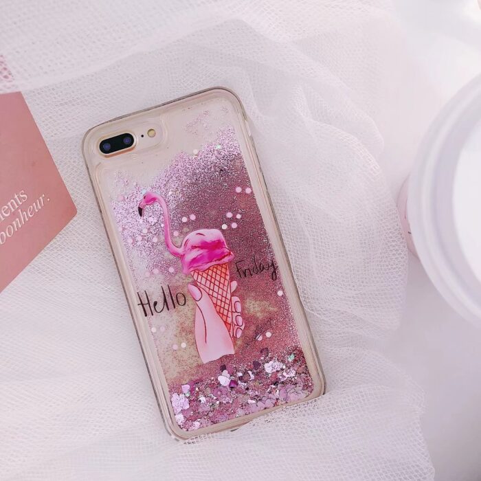 Liquid Flamingo Phone Case Cartoon Quicksand Soft Tpu Back Cover Iphone 7 Plus - Image 1