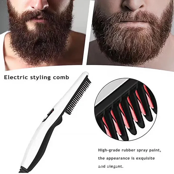 Rechargeable Hair Curler Beard Shawl Comb Multi functional Hair Straightener Comb Brush - Imported - Image 4