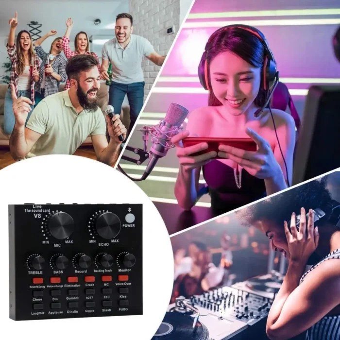 Podcast Mic Set With Live Sound Card,condenser Microphone With Rechargeable 12 Kinds Of Auxiliary Background For Karaoke Singing, Youtube Recording - Image 11