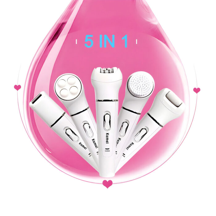 Kemei KM-2199 Multi-Functional Rechargeable Epilator: 5-In-1 Beauty Tools Kit For Women - Image 18