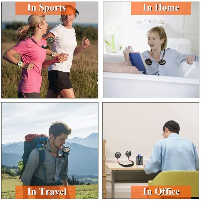 Hands Free Mini Neck Band | Usb Rechargeable Fan, 3 Mode (Random Colors) - Image 5