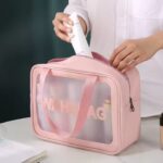 ( 3pcs) Washbag Makeup Bag Wear-resistant Large Capacity Portable Cosmetic Makeup Pouch (pink color) - Image 2