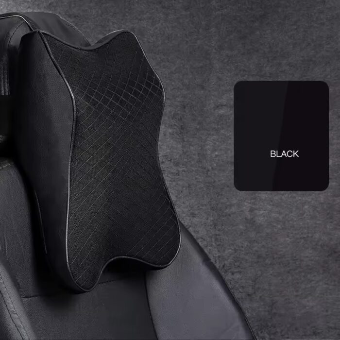 PU Leather Car Neck Pillow 3D Memory Foam Headrest Car Seat Neck Pillow Waist Back Rest Lumbar Cushion (1pc) - Image 4